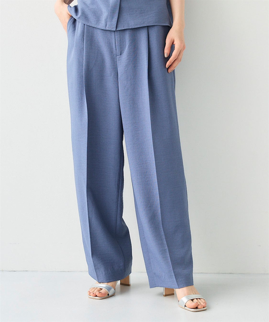 CROSS FUNCTION 《シワになりにくい》サマナチュラリネンライクセンタープレスワイドパンツ_sub_15