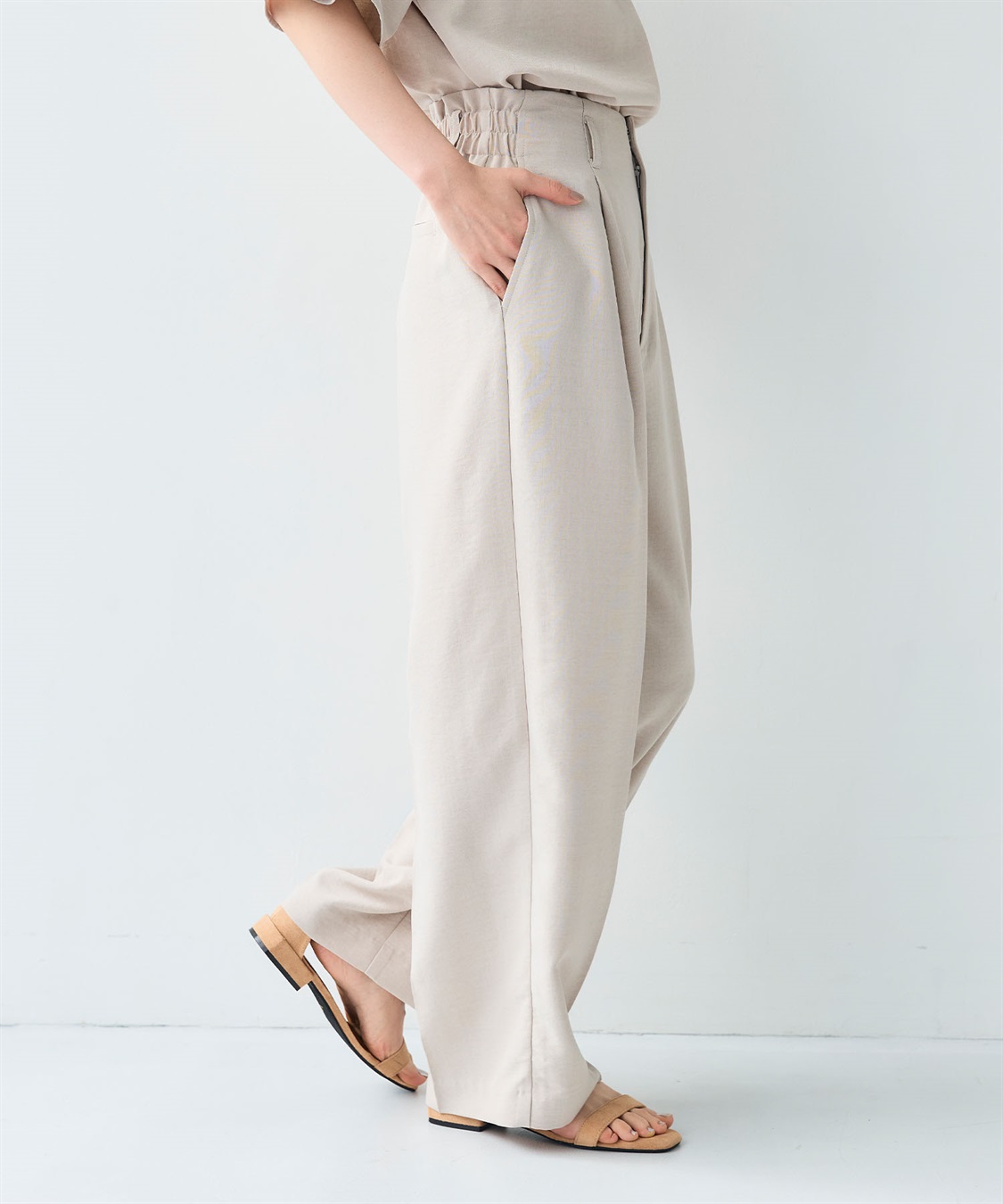 CROSS FUNCTION 《シワになりにくい》サマナチュラリネンライクセンタープレスワイドパンツ_sub_20