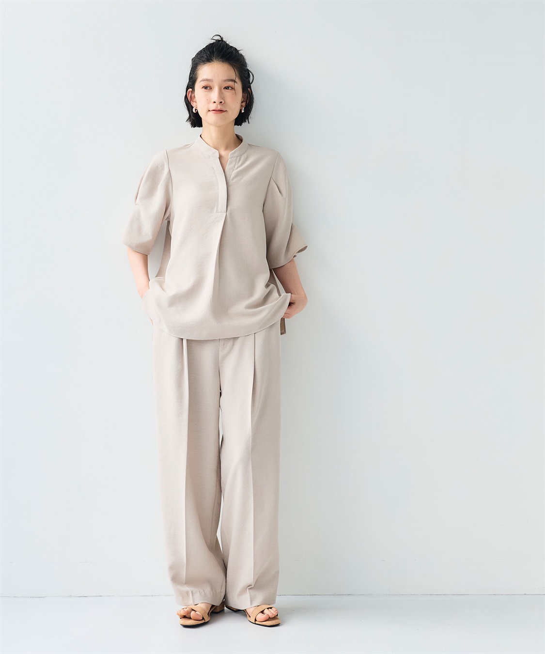 CROSS FUNCTION 《シワになりにくい》サマナチュラリネンライクセンタープレスワイドパンツ_sub_22