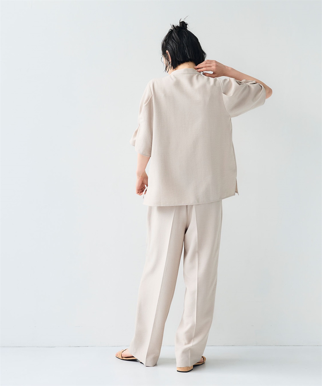 CROSS FUNCTION 《シワになりにくい》サマナチュラリネンライクセンタープレスワイドパンツ_sub_24