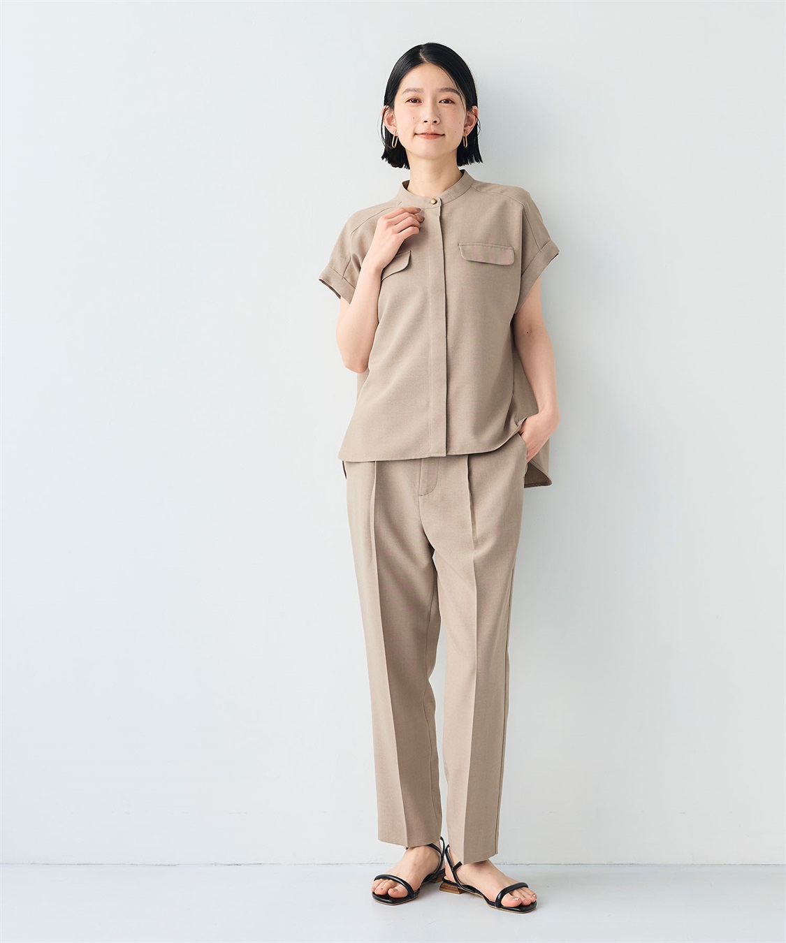 CROSS FUNCTION 《シワになりにくい》サマナチュラリネンライクセンタープレステーパードパンツ_sub_7