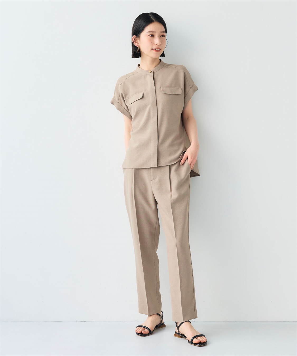 CROSS FUNCTION 《シワになりにくい》サマナチュラリネンライクセンタープレステーパードパンツ_sub_8