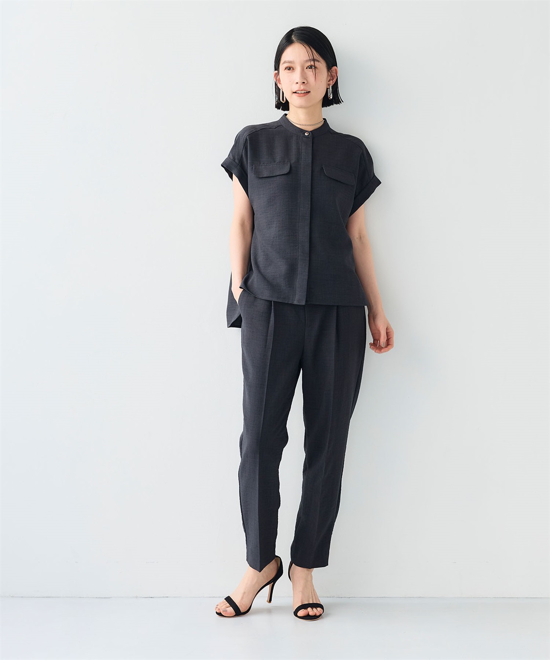 CROSS FUNCTION 《シワになりにくい》サマナチュラリネンライクセンタープレステーパードパンツ_sub_13