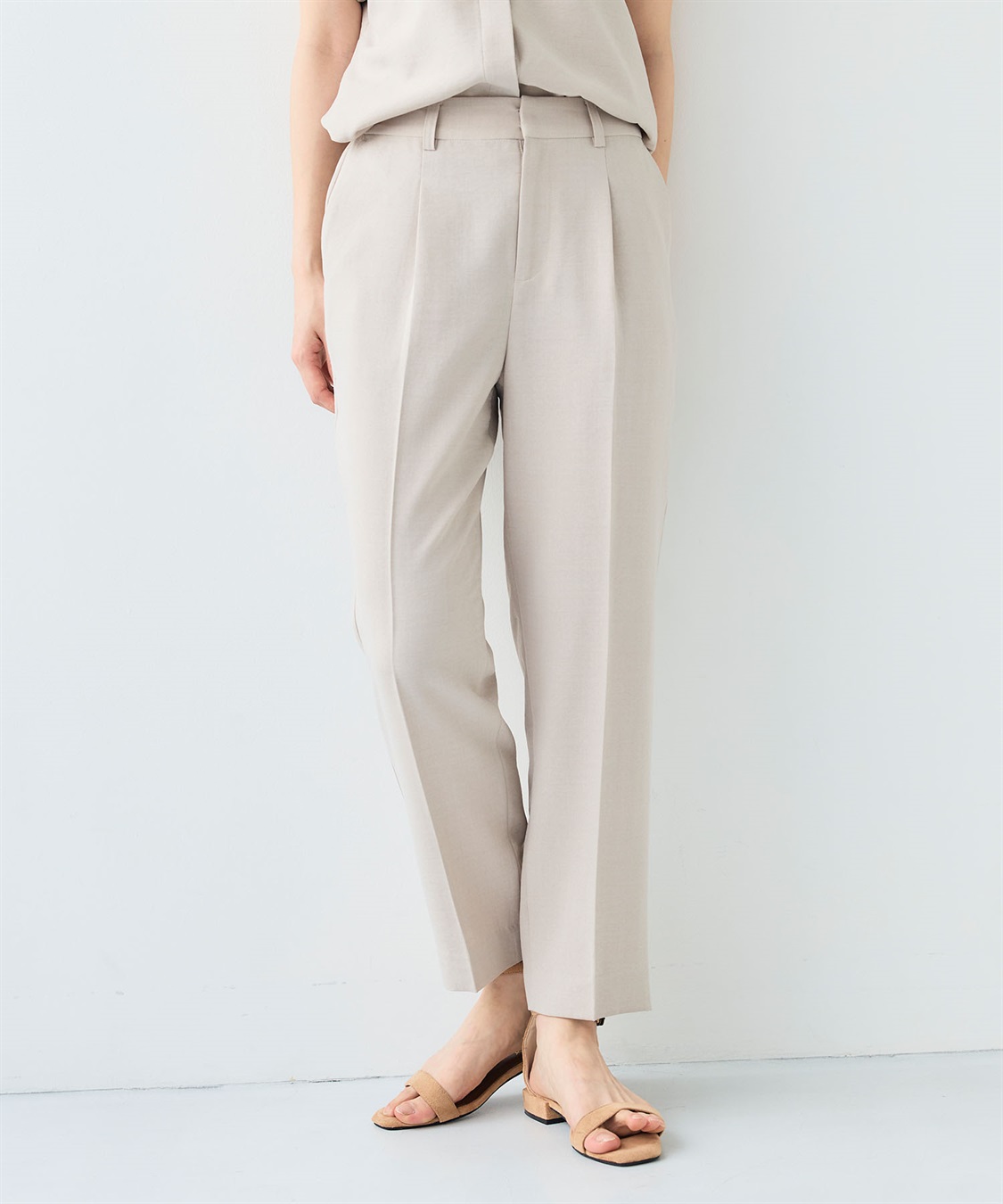 CROSS FUNCTION 《シワになりにくい》サマナチュラリネンライクセンタープレステーパードパンツ_sub_16