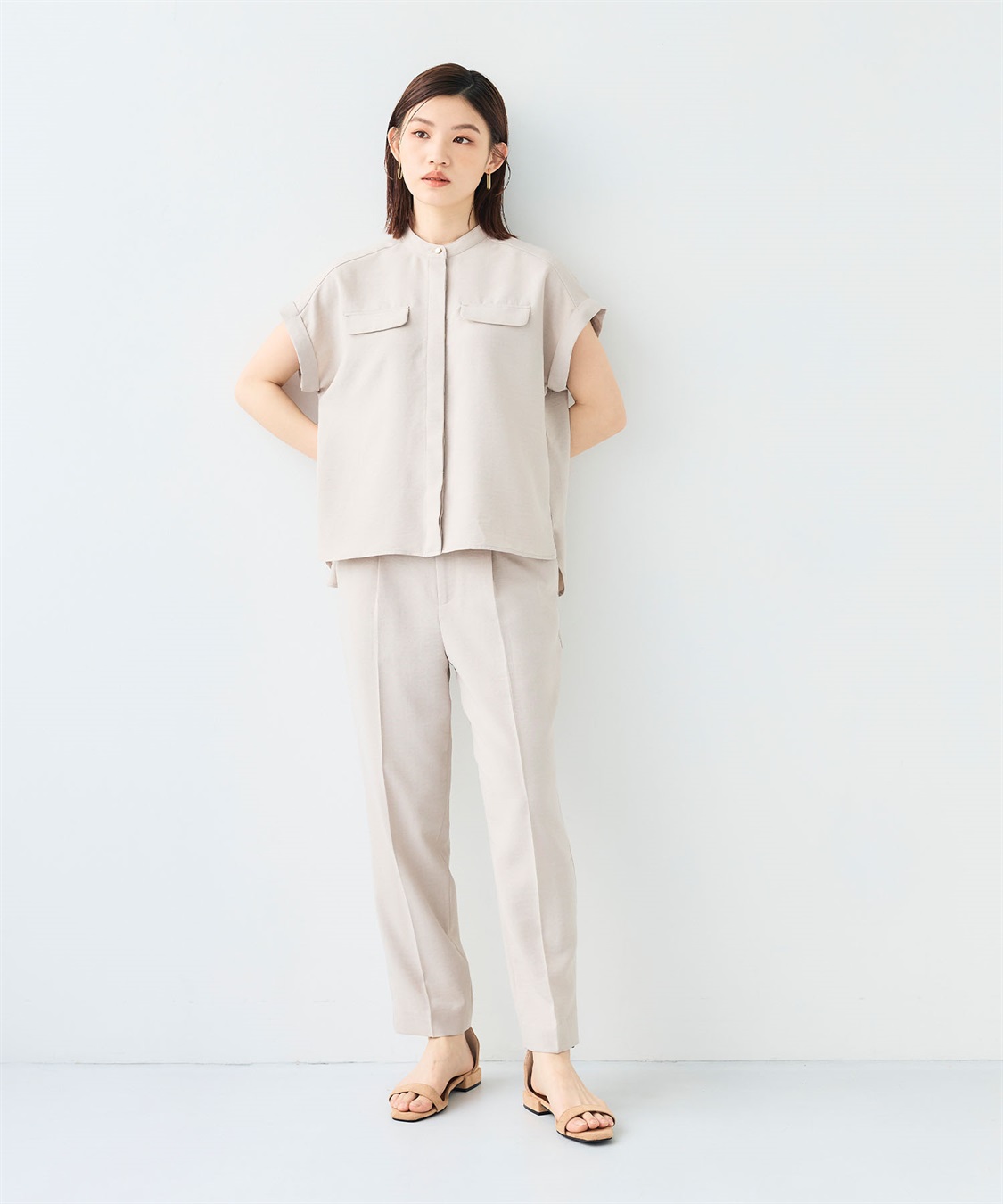 CROSS FUNCTION 《シワになりにくい》サマナチュラリネンライクセンタープレステーパードパンツ_sub_19