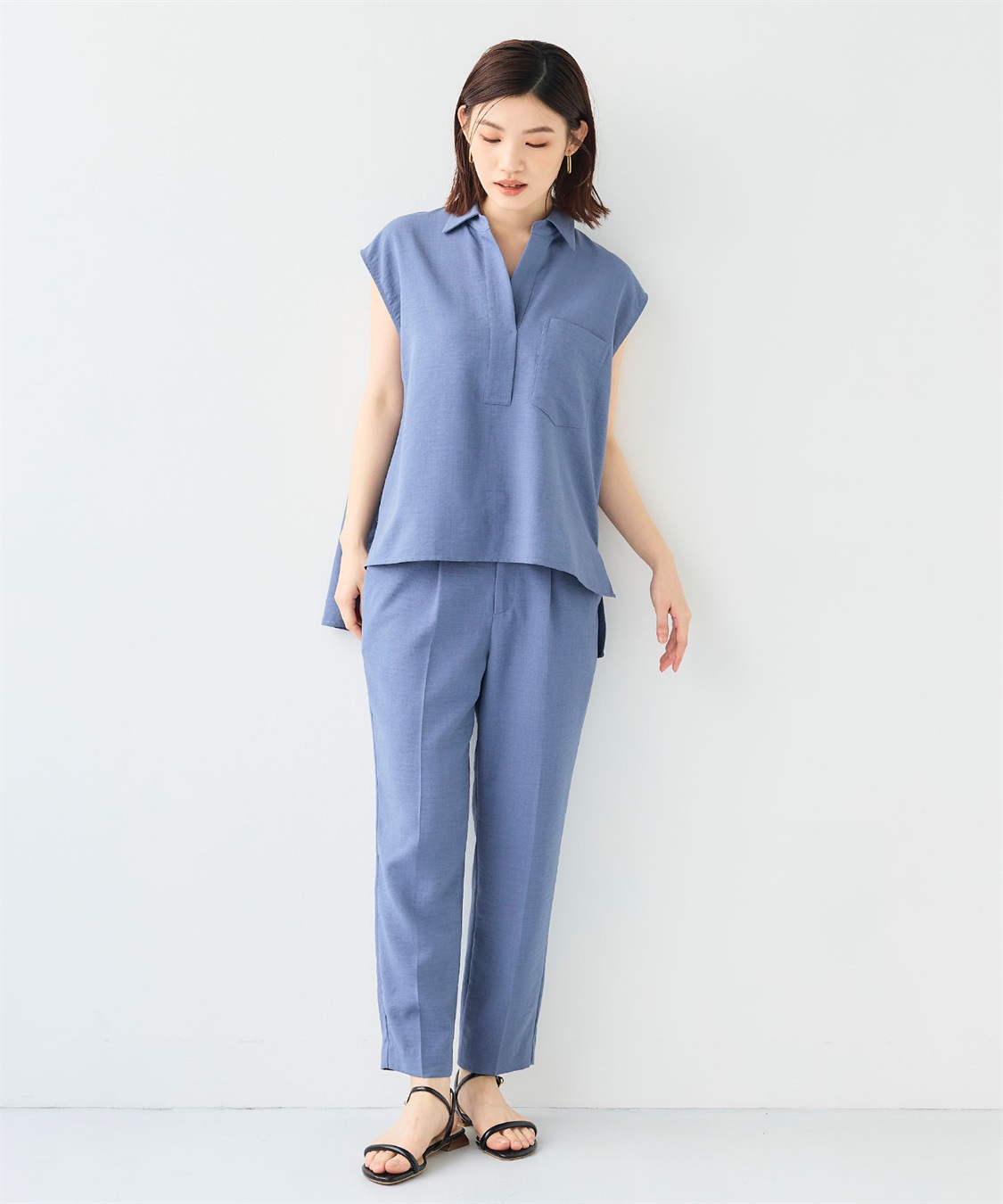 CROSS FUNCTION 《シワになりにくい》サマナチュラリネンライクセンタープレステーパードパンツ_sub_26