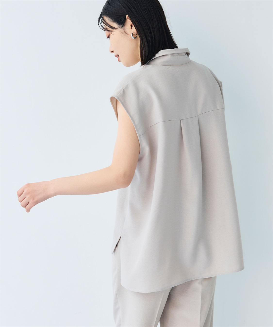 CROSS FUNCTION 《シワになりにくい》サマナチュラ リネンライクスキッパーフレンチスリーブブラウス_sub_12