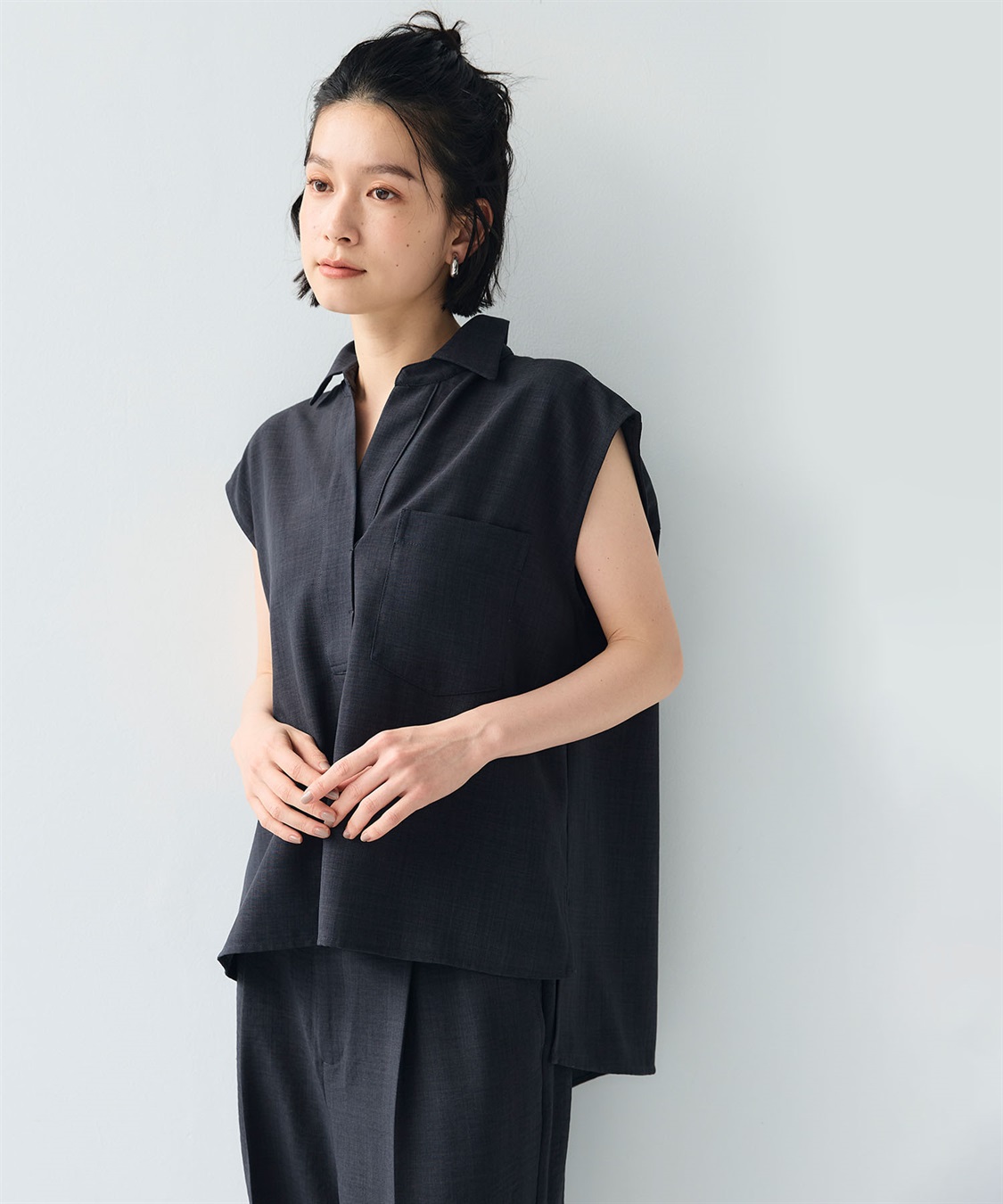 CROSS FUNCTION 《シワになりにくい》サマナチュラ リネンライクスキッパーフレンチスリーブブラウス_sub_14