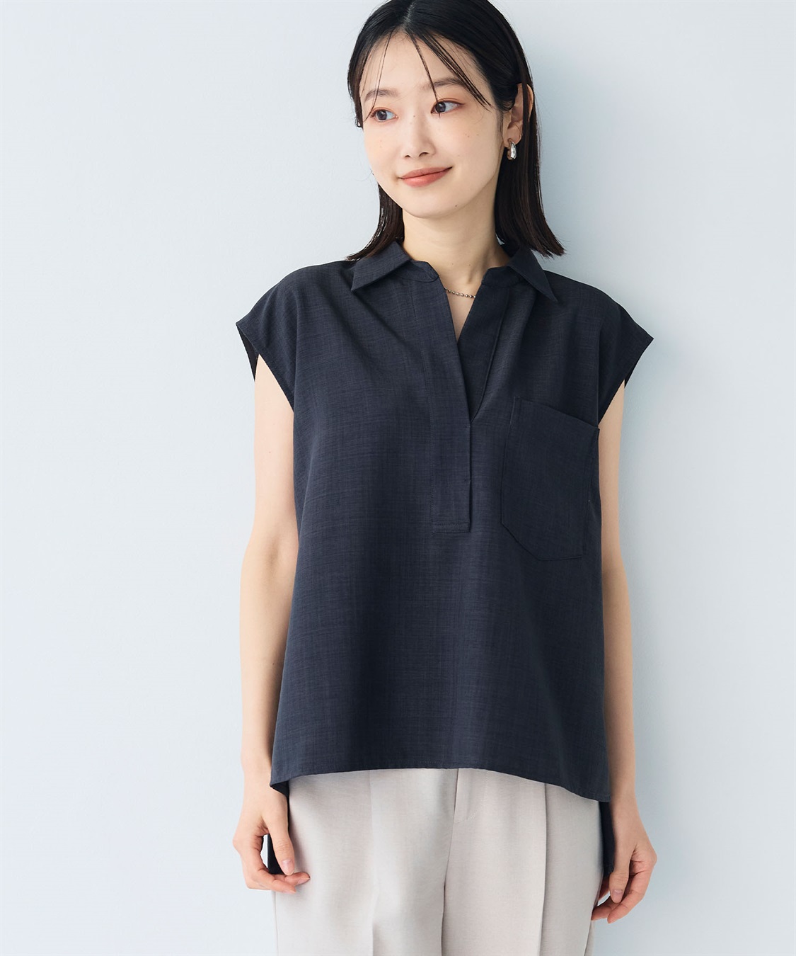 CROSS FUNCTION 《シワになりにくい》サマナチュラ リネンライクスキッパーフレンチスリーブブラウス_sub_18