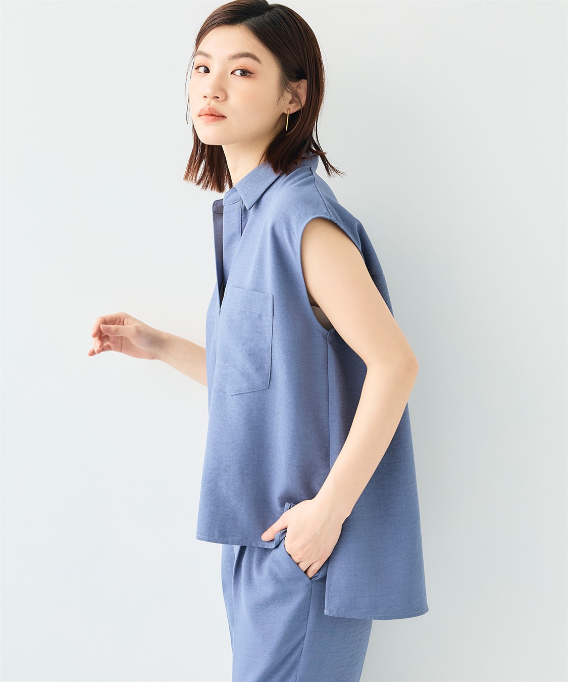 CROSS FUNCTION 《シワになりにくい》サマナチュラ リネンライクスキッパーフレンチスリーブブラウス_sub_21