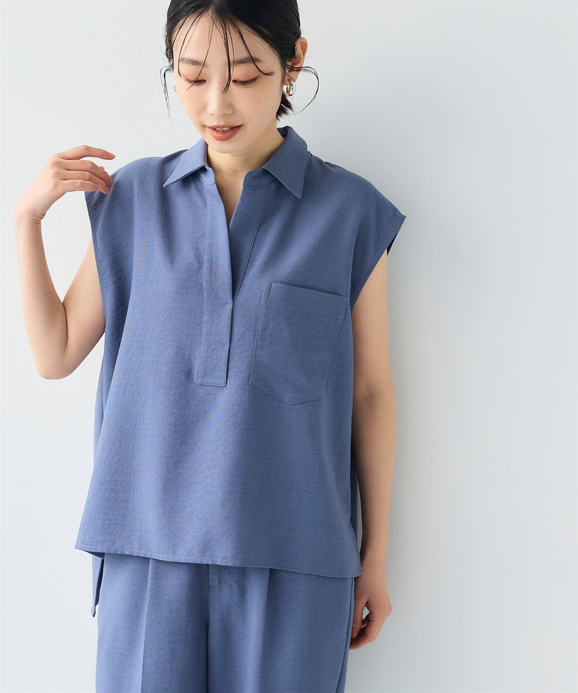 CROSS FUNCTION 《シワになりにくい》サマナチュラ リネンライクスキッパーフレンチスリーブブラウス_sub_23