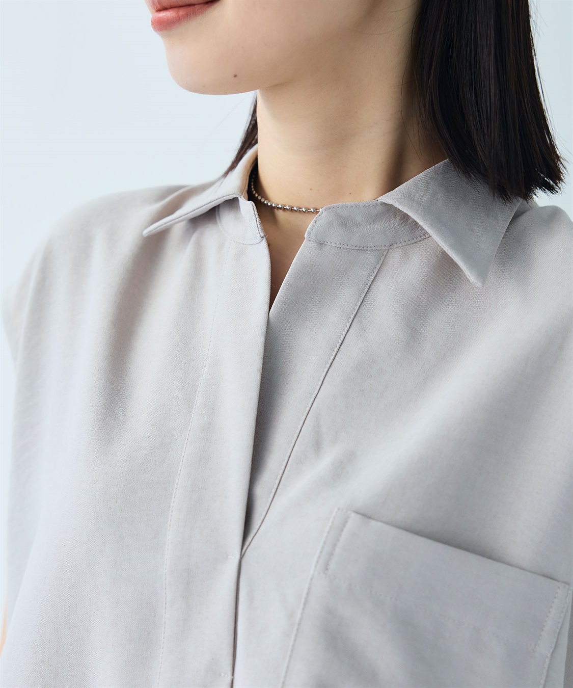 CROSS FUNCTION 《シワになりにくい》サマナチュラ リネンライクスキッパーフレンチスリーブブラウス_sub_25