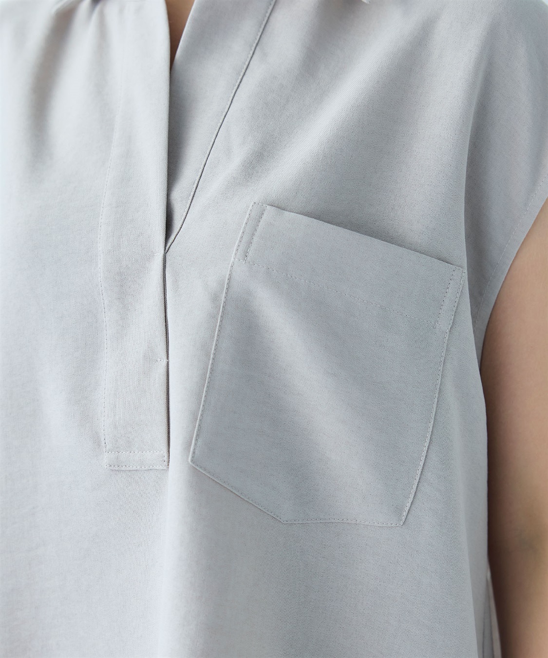 CROSS FUNCTION 《シワになりにくい》サマナチュラ リネンライクスキッパーフレンチスリーブブラウス_sub_27