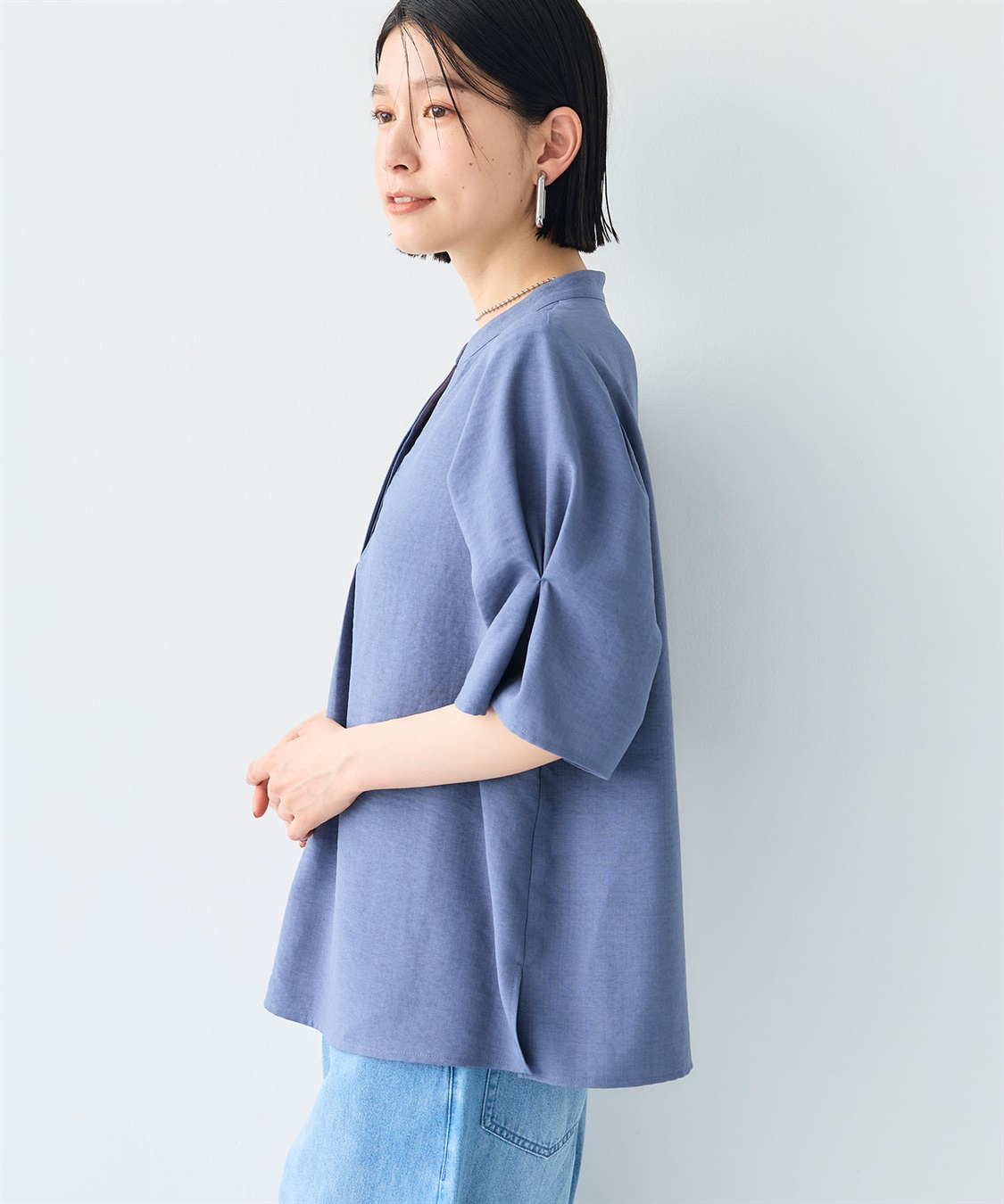 CROSS FUNCTION 《シワになりにくい》サマナチュラ リネンライクスキッパーブラウス_sub_4