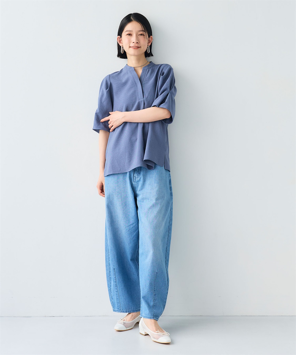 CROSS FUNCTION 《シワになりにくい》サマナチュラ リネンライクスキッパーブラウス_sub_6