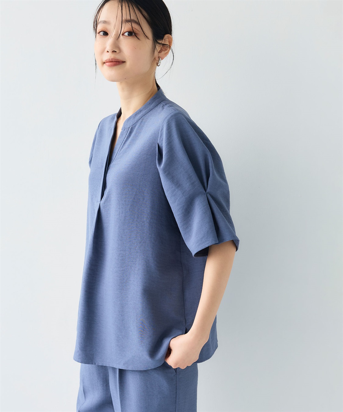 CROSS FUNCTION 《シワになりにくい》サマナチュラ リネンライクスキッパーブラウス_sub_9