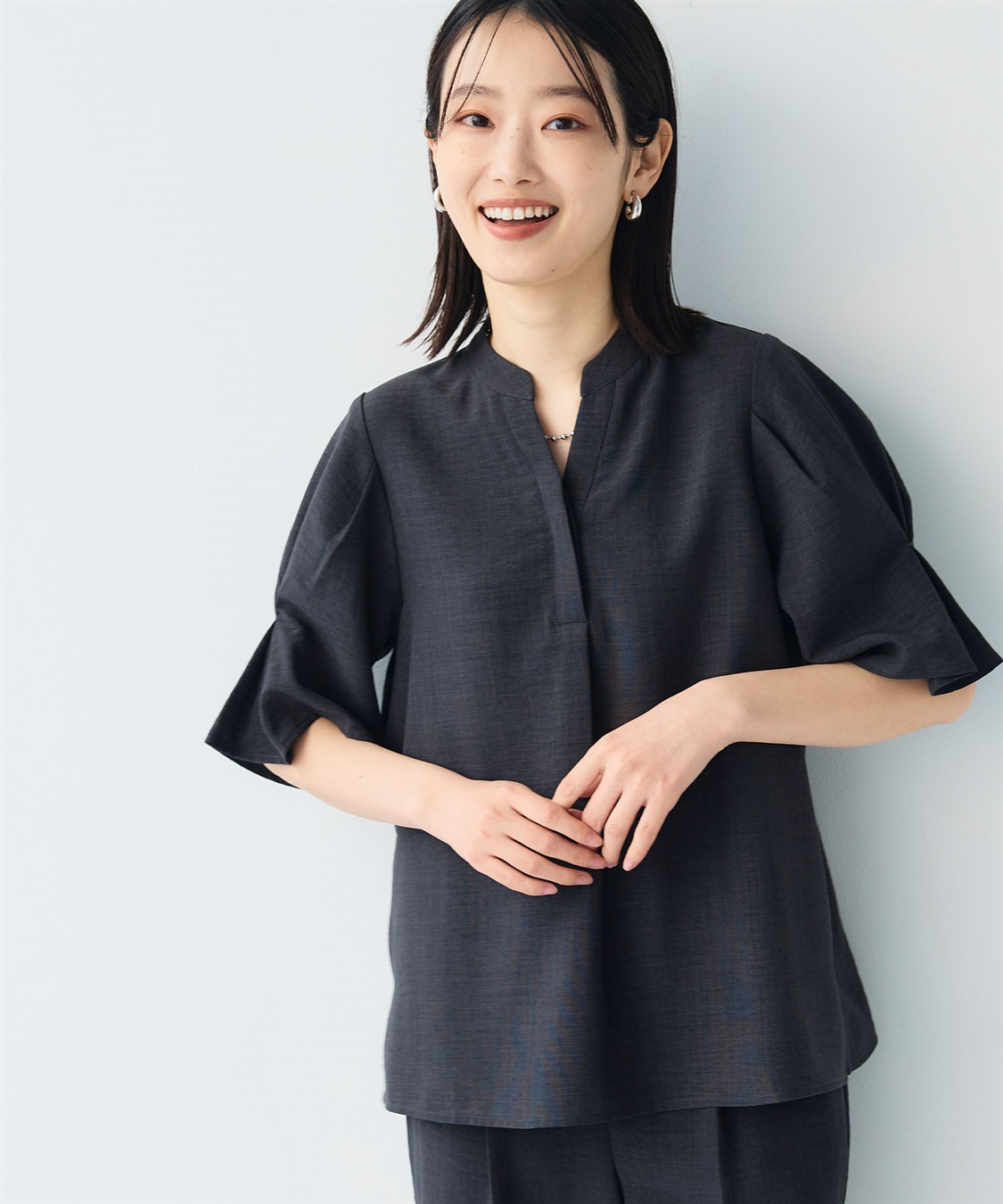 CROSS FUNCTION 《シワになりにくい》サマナチュラ リネンライクスキッパーブラウス_sub_19