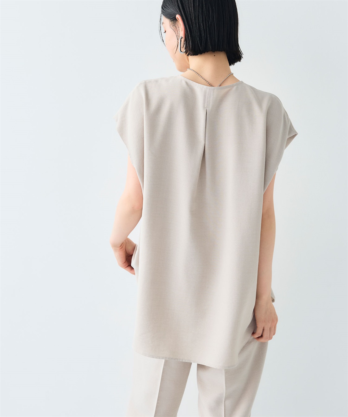 CROSS FUNCTION 《シワになりにくい》サマナチュラ リネンライクベルト付きフレンチスリーブブラウス_sub_22