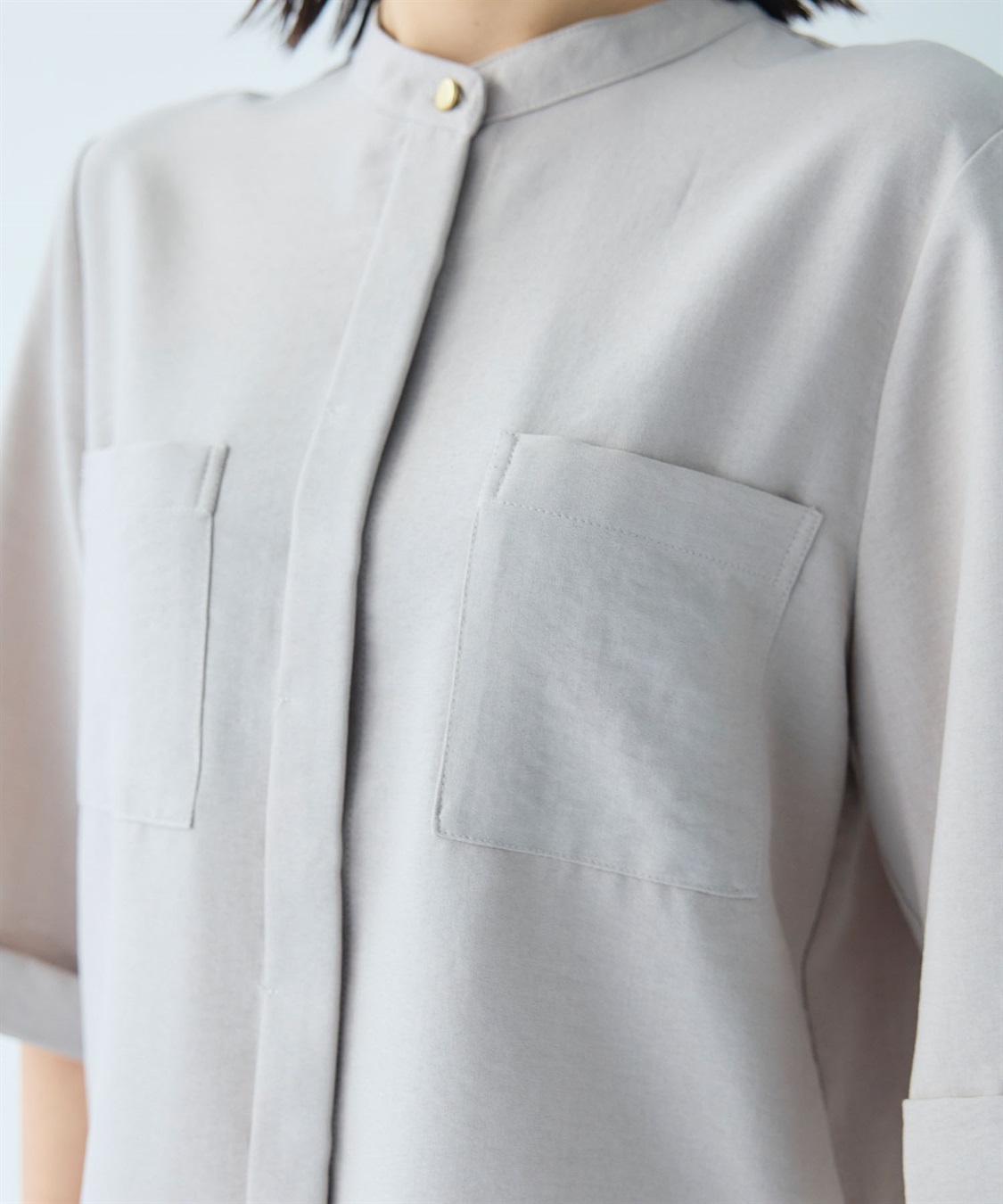 CROSS FUNCTION 《シワになりにくい》サマナチュラ リネンライクバンドカラーハーフスリーブブラウス_sub_28