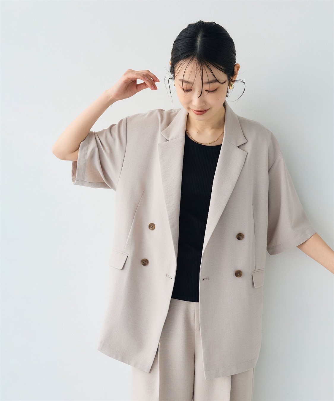rie様　WGリネンCDw シワになりにくい》サマナチュラ リネンライクハーフスリーブ