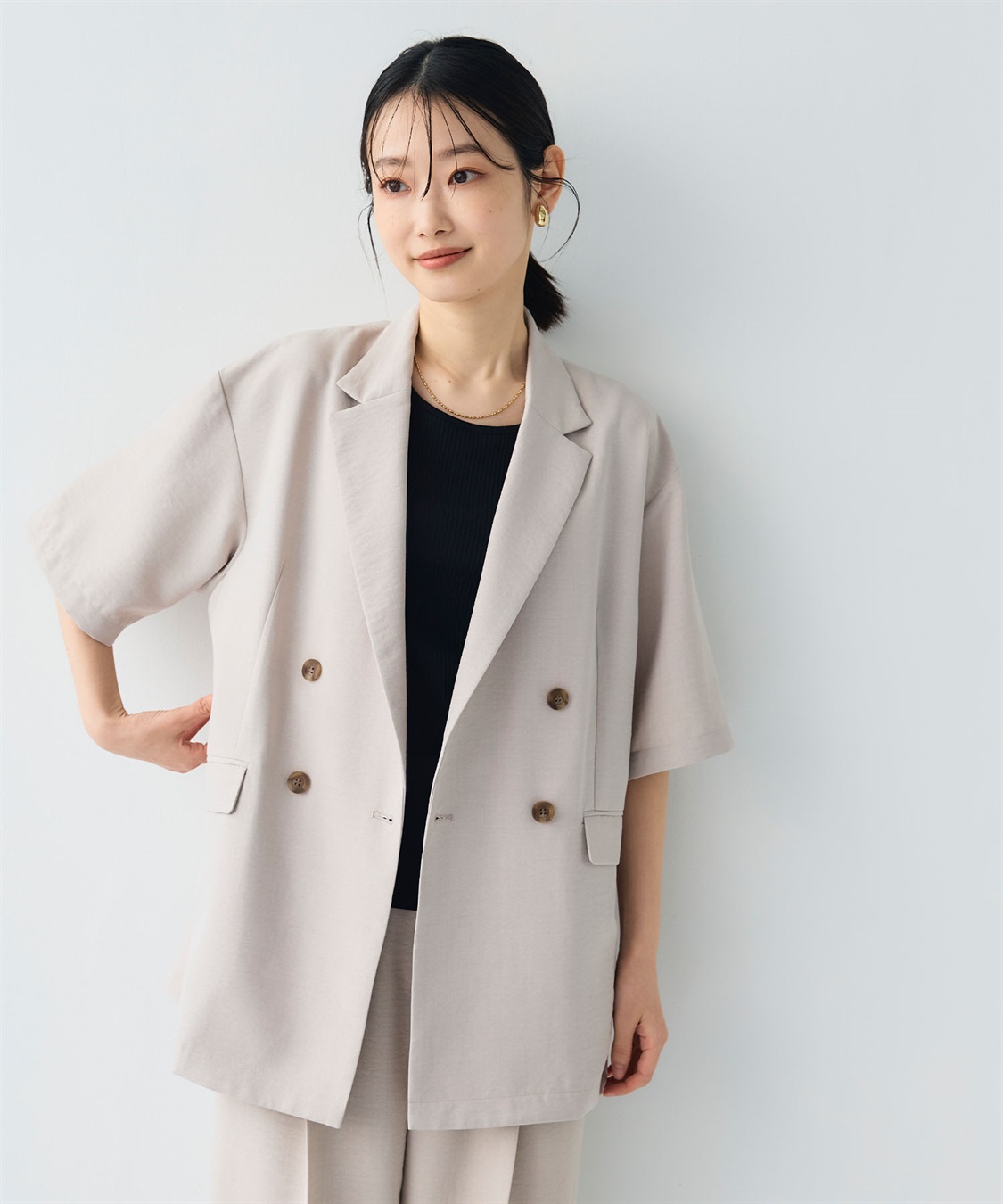 CROSS FUNCTION 《シワになりにくい》サマナチュラ リネンライクハーフスリーブテーラードジャケット_sub_6