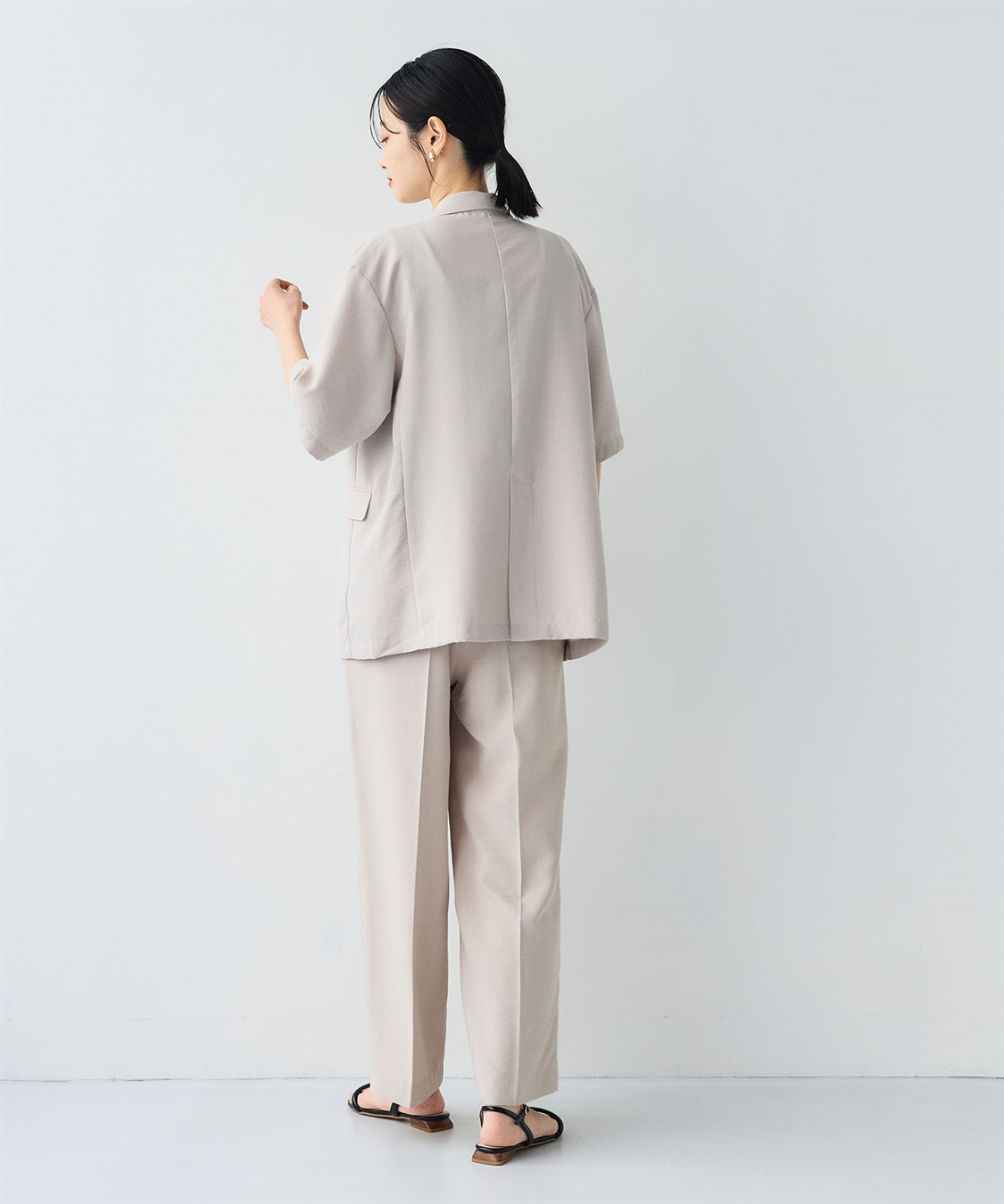 CROSS FUNCTION 《シワになりにくい》サマナチュラ リネンライクハーフスリーブテーラードジャケット_sub_9