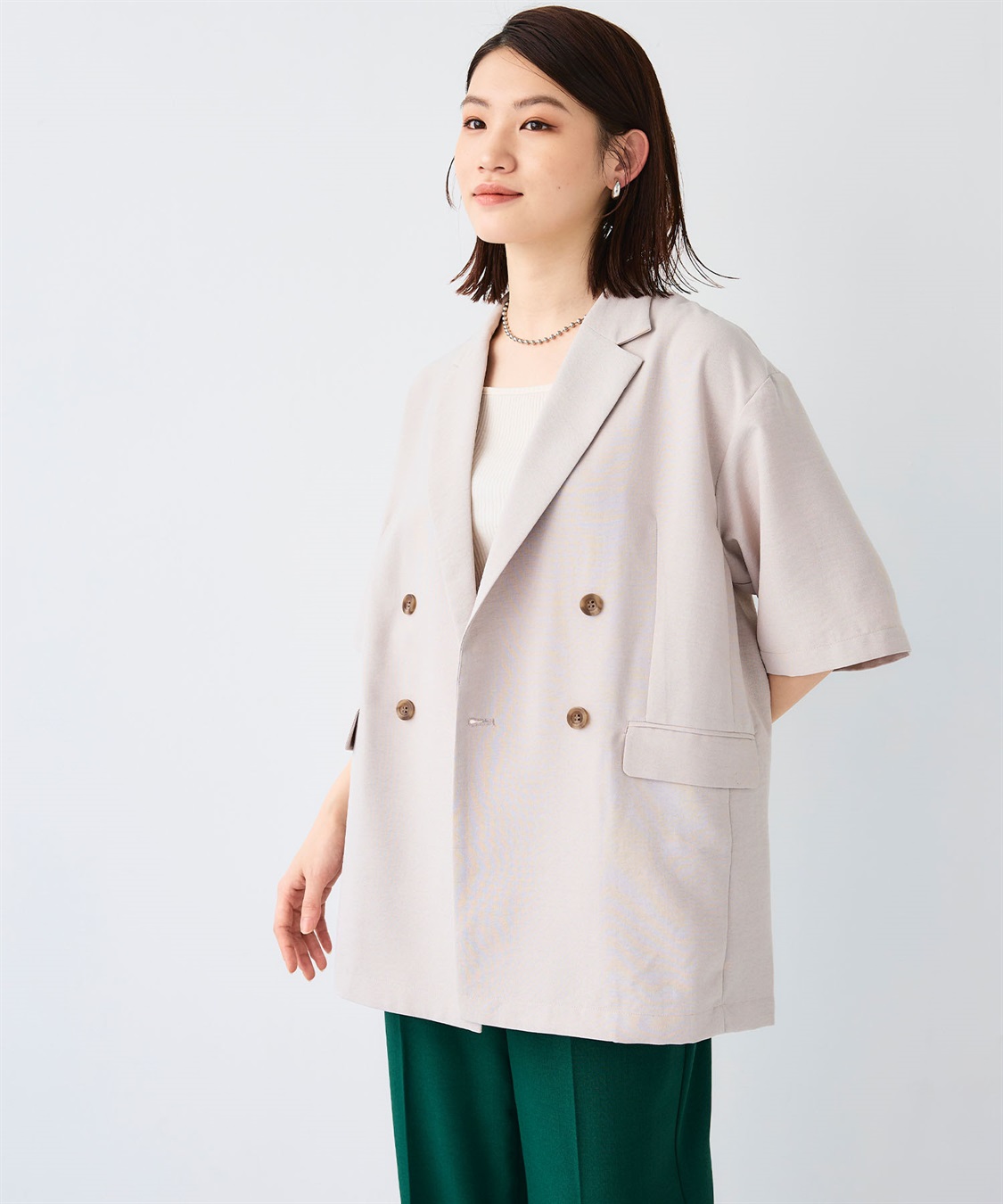 CROSS FUNCTION 《シワになりにくい》サマナチュラ リネンライクハーフスリーブテーラードジャケット_sub_11