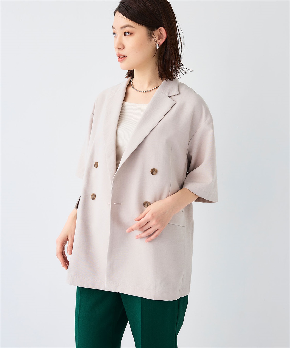 CROSS FUNCTION 《シワになりにくい》サマナチュラ リネンライクハーフスリーブテーラードジャケット_sub_13