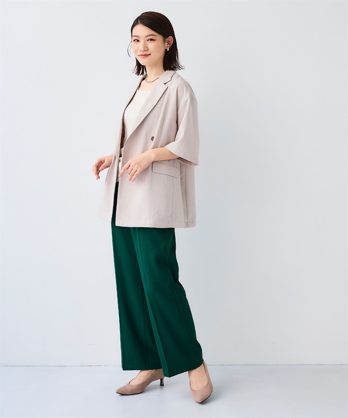 CROSS FUNCTION 《シワになりにくい》サマナチュラ リネンライクハーフスリーブテーラードジャケット_sub_15