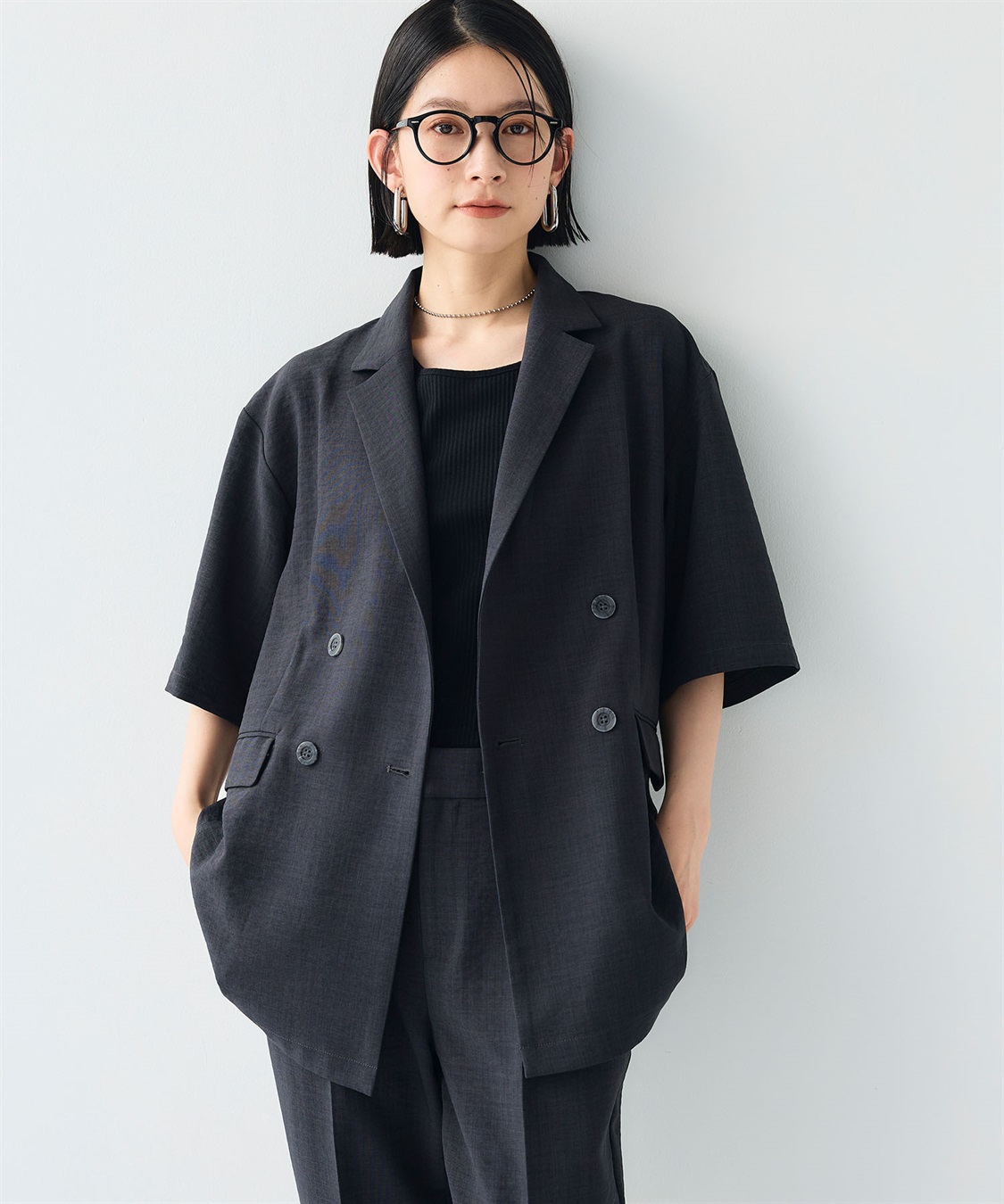 CROSS FUNCTION 《シワになりにくい》サマナチュラ リネンライクハーフスリーブテーラードジャケット_sub_17