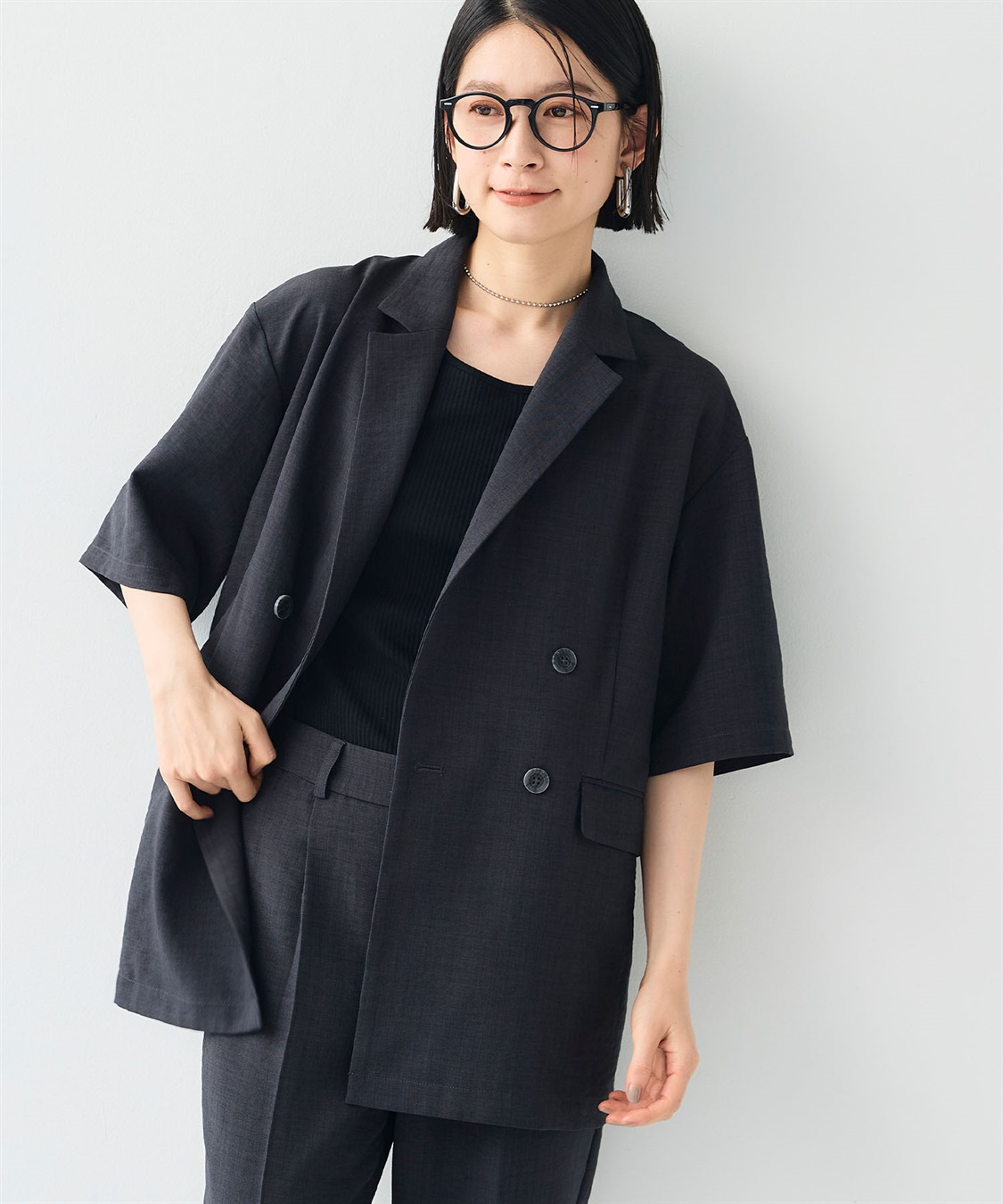 CROSS FUNCTION 《シワになりにくい》サマナチュラ リネンライクハーフスリーブテーラードジャケット_sub_18
