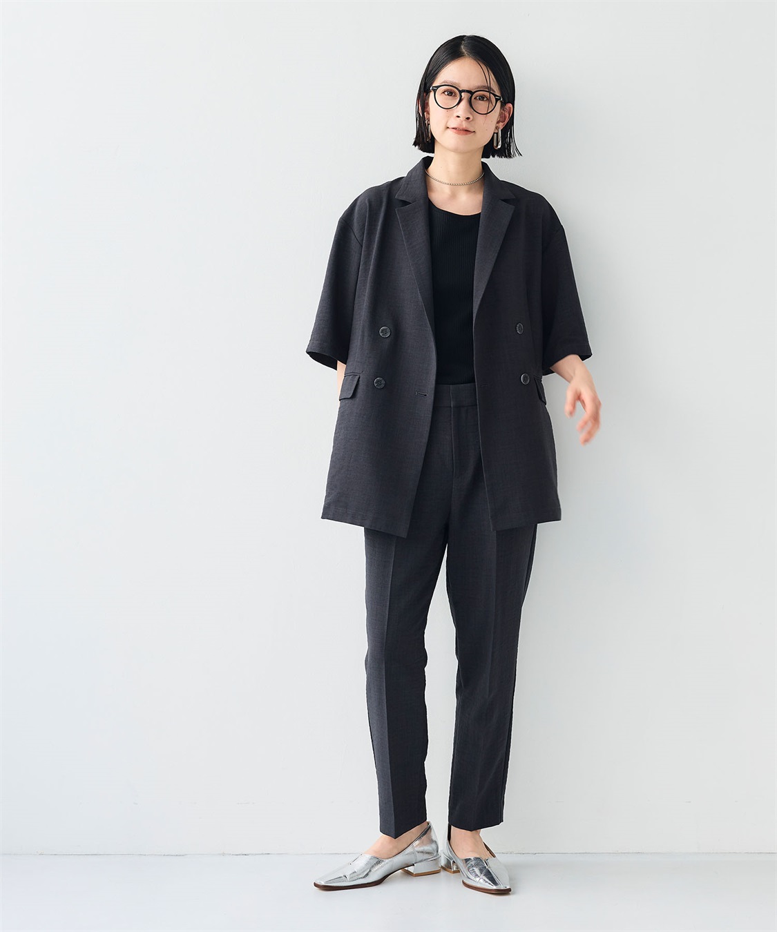 CROSS FUNCTION 《シワになりにくい》サマナチュラ リネンライクハーフスリーブテーラードジャケット_sub_19