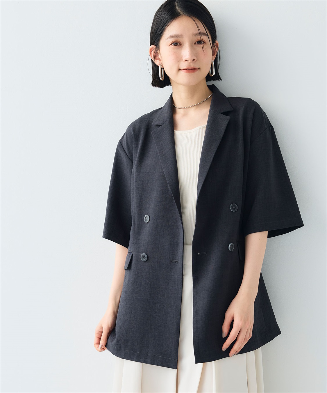 CROSS FUNCTION 《シワになりにくい》サマナチュラ リネンライクハーフスリーブテーラードジャケット_sub_21