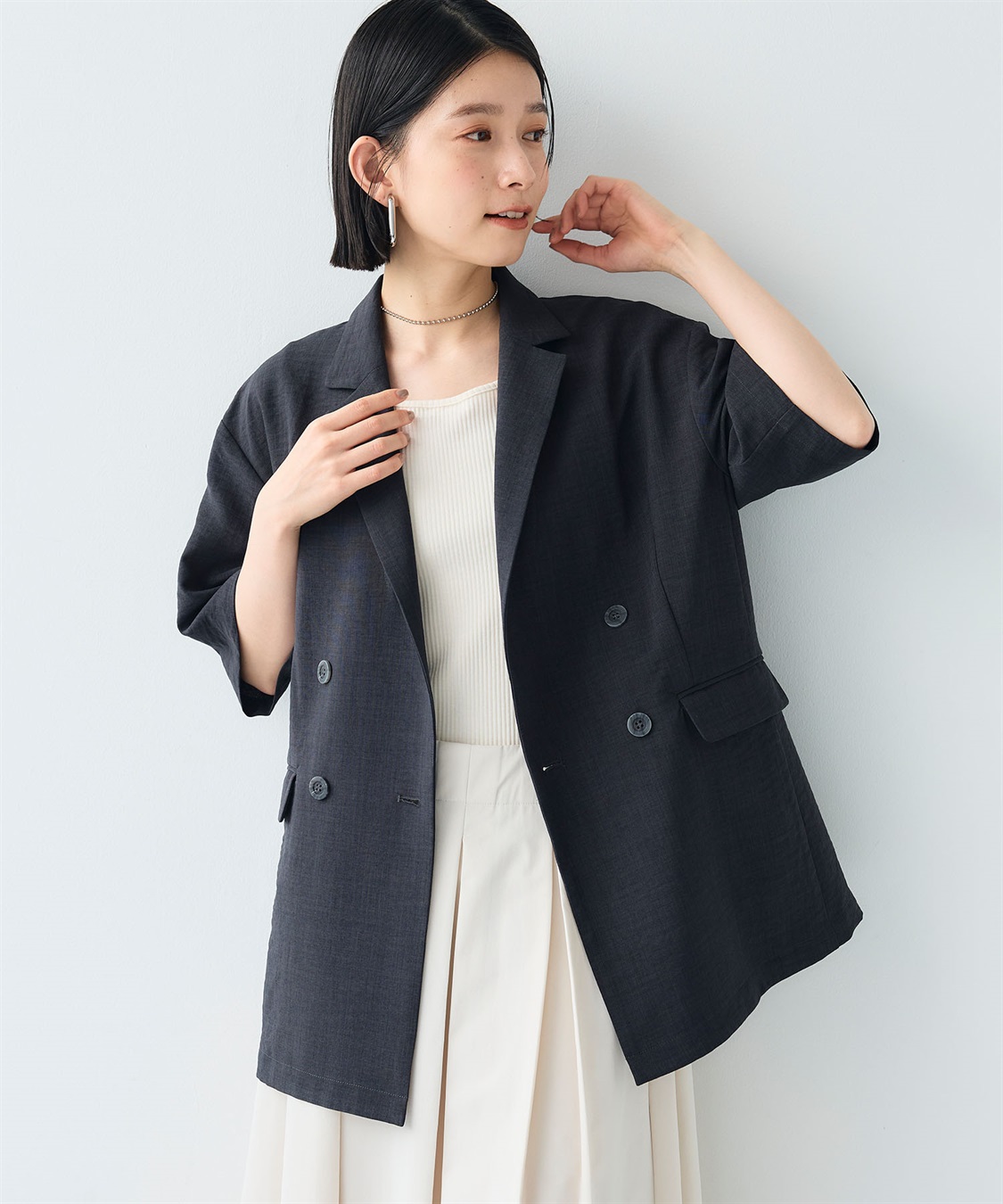 CROSS FUNCTION 《シワになりにくい》サマナチュラ リネンライクハーフスリーブテーラードジャケット_sub_22