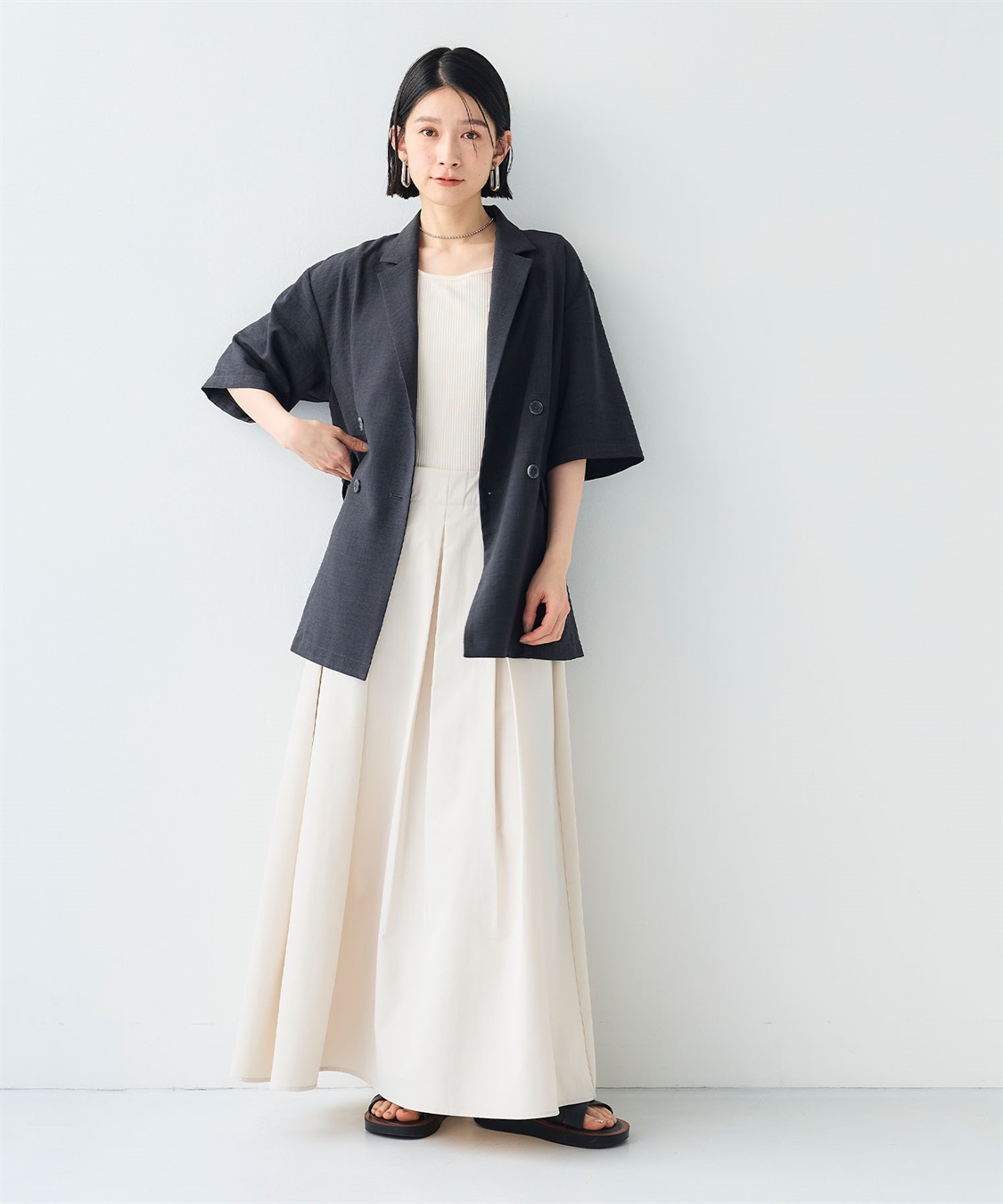 CROSS FUNCTION 《シワになりにくい》サマナチュラ リネンライクハーフスリーブテーラードジャケット_sub_23