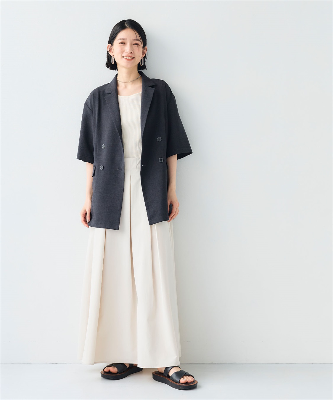 CROSS FUNCTION 《シワになりにくい》サマナチュラ リネンライクハーフスリーブテーラードジャケット_sub_24