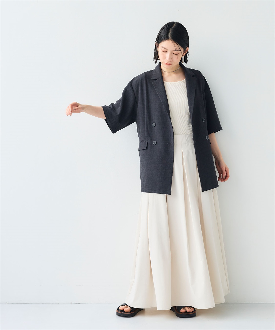 CROSS FUNCTION 《シワになりにくい》サマナチュラ リネンライクハーフスリーブテーラードジャケット_sub_25