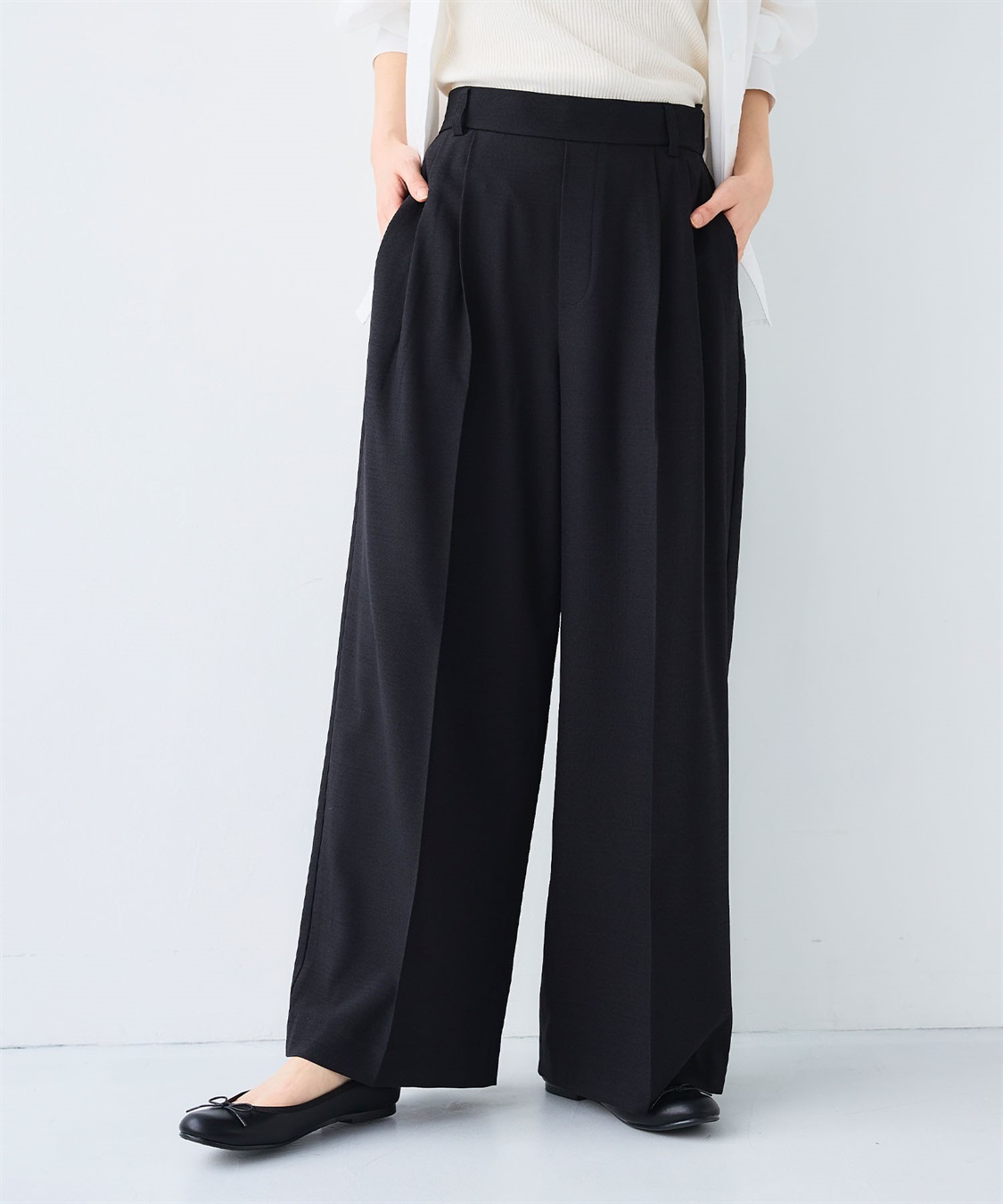 CROSS FUNCTION 《シワになりにくい》エブ楽 リネンライクセンタープレスイージーワイドパンツ_sub_5