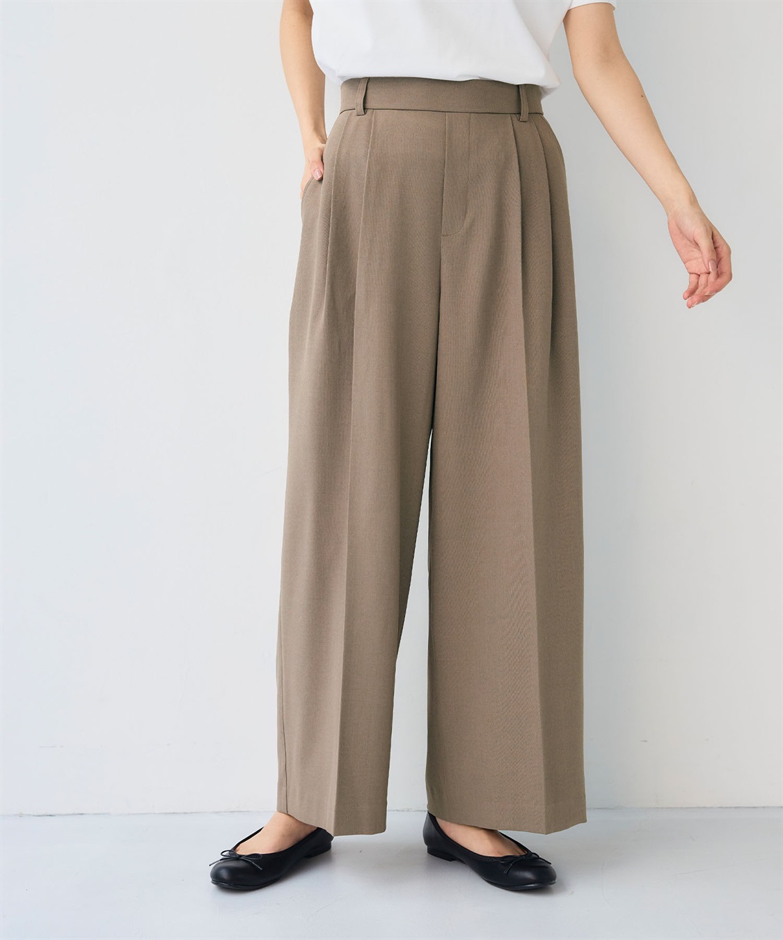 CROSS FUNCTION 《シワになりにくい》エブ楽 リネンライクセンタープレスイージーワイドパンツ_sub_8