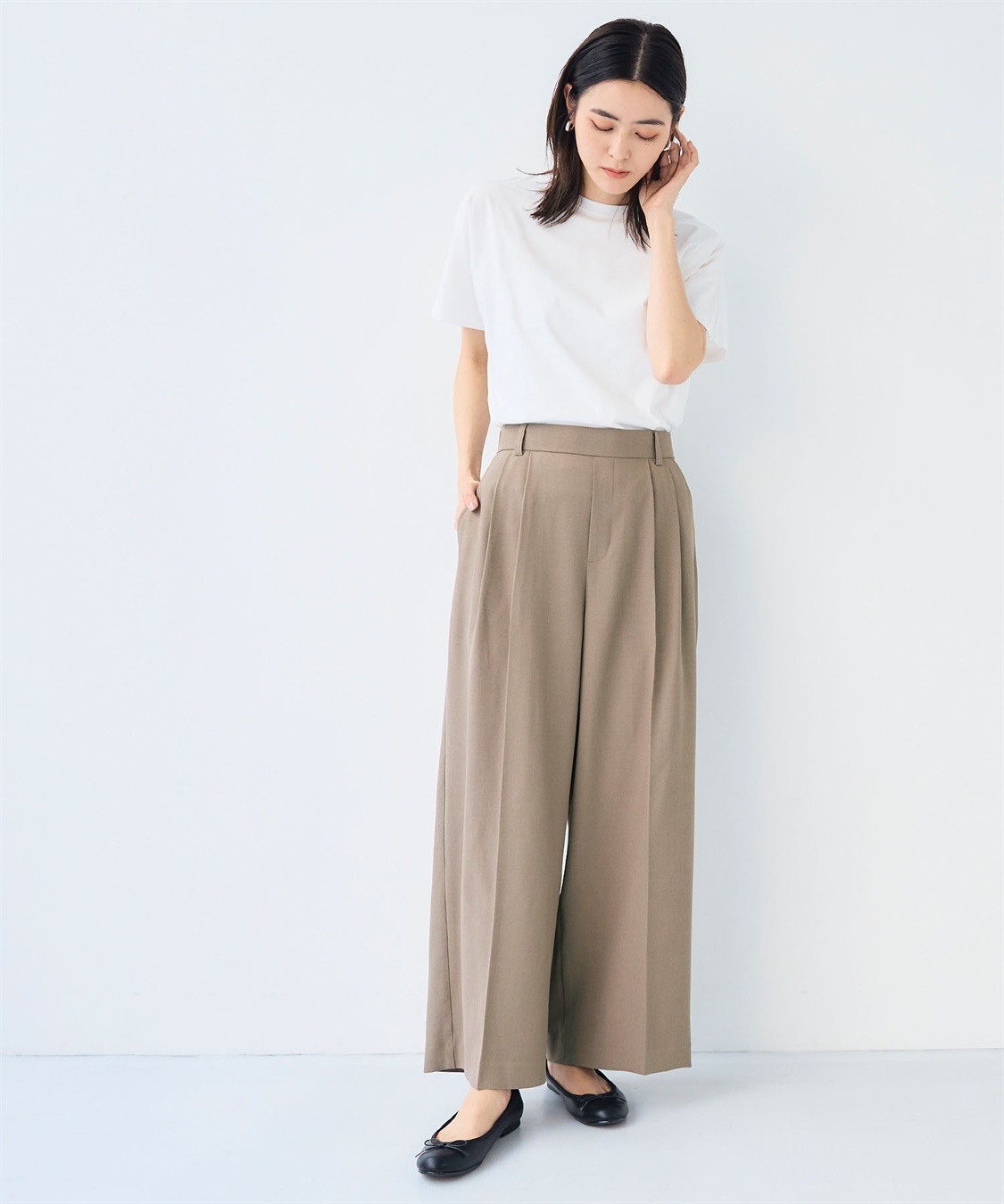 CROSS FUNCTION 《シワになりにくい》エブ楽 リネンライクセンタープレスイージーワイドパンツ_sub_12