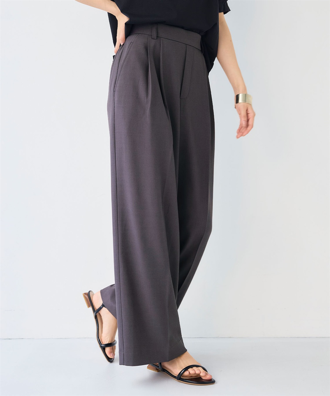 CROSS FUNCTION 《シワになりにくい》エブ楽 リネンライクセンタープレスイージーワイドパンツ_sub_17