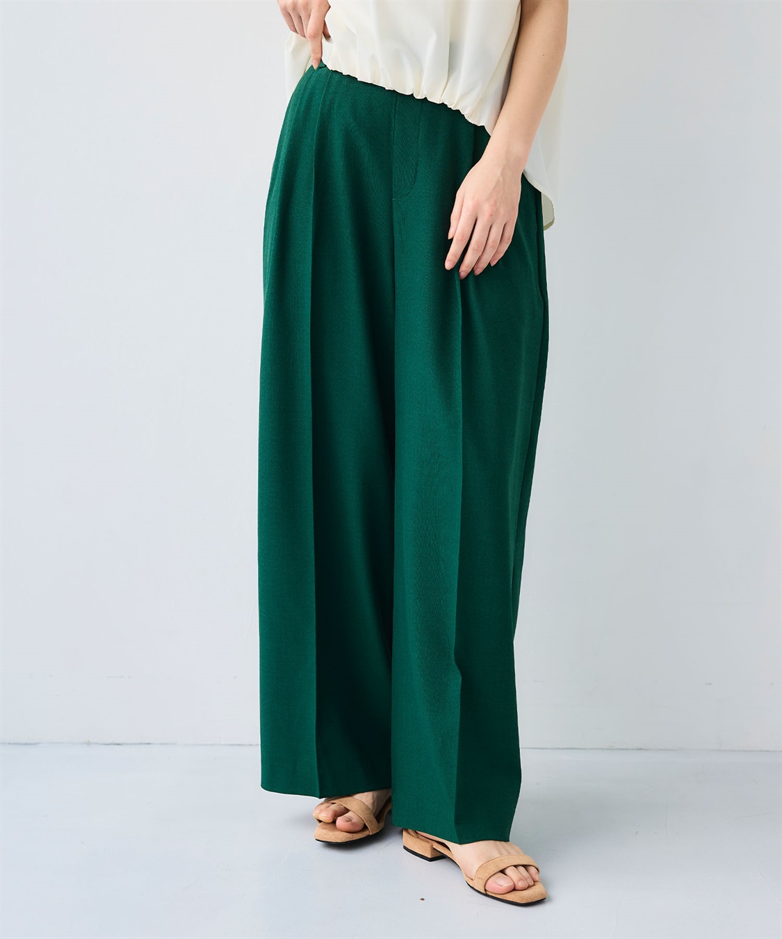 CROSS FUNCTION 《シワになりにくい》エブ楽 リネンライクセンタープレスイージーワイドパンツ_sub_22