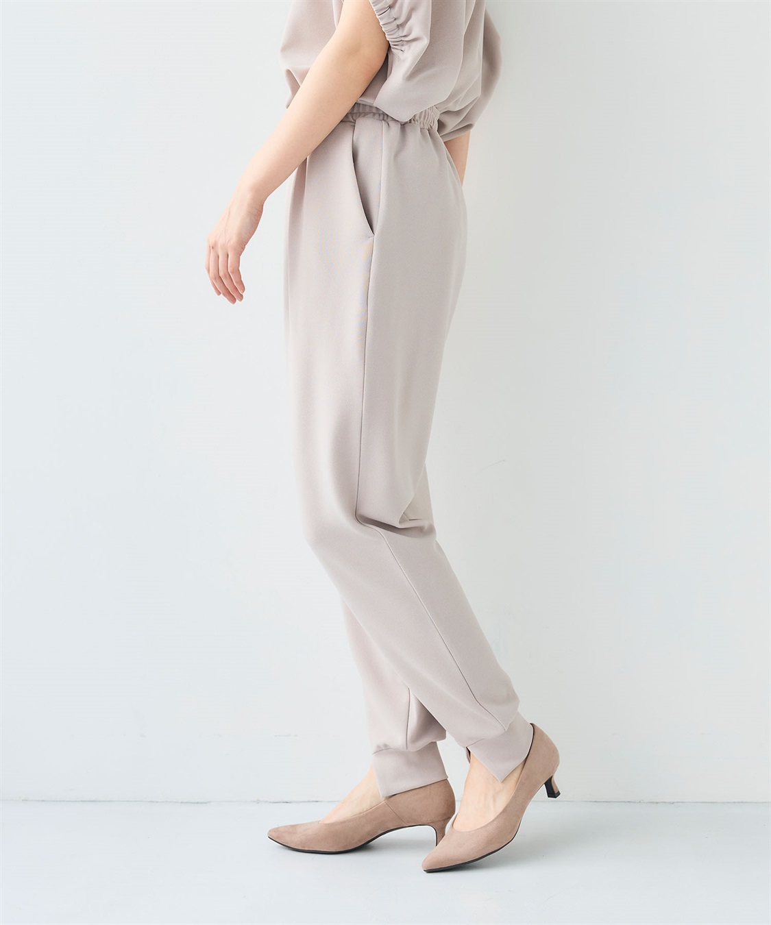 CROSS FUNCTION 《シワになりにくい》【セットアップ】サマ美え カットジョーゼット前スリットジョガーパンツ_sub_6