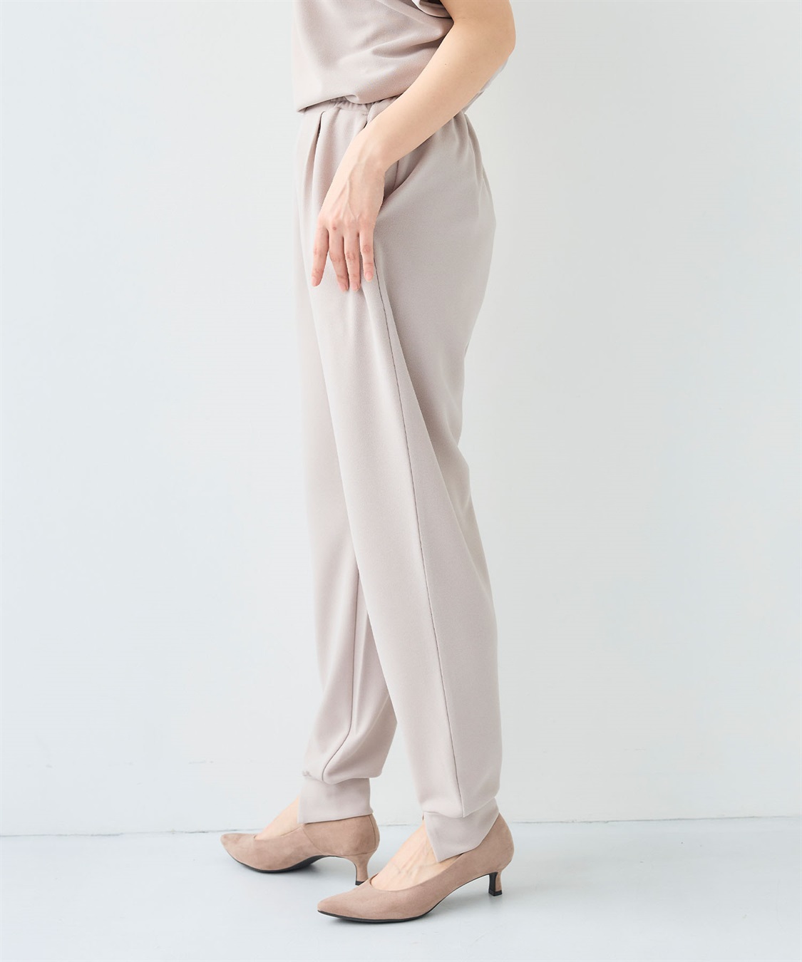 CROSS FUNCTION 《シワになりにくい》【セットアップ】サマ美え カットジョーゼット前スリットジョガーパンツ_sub_7