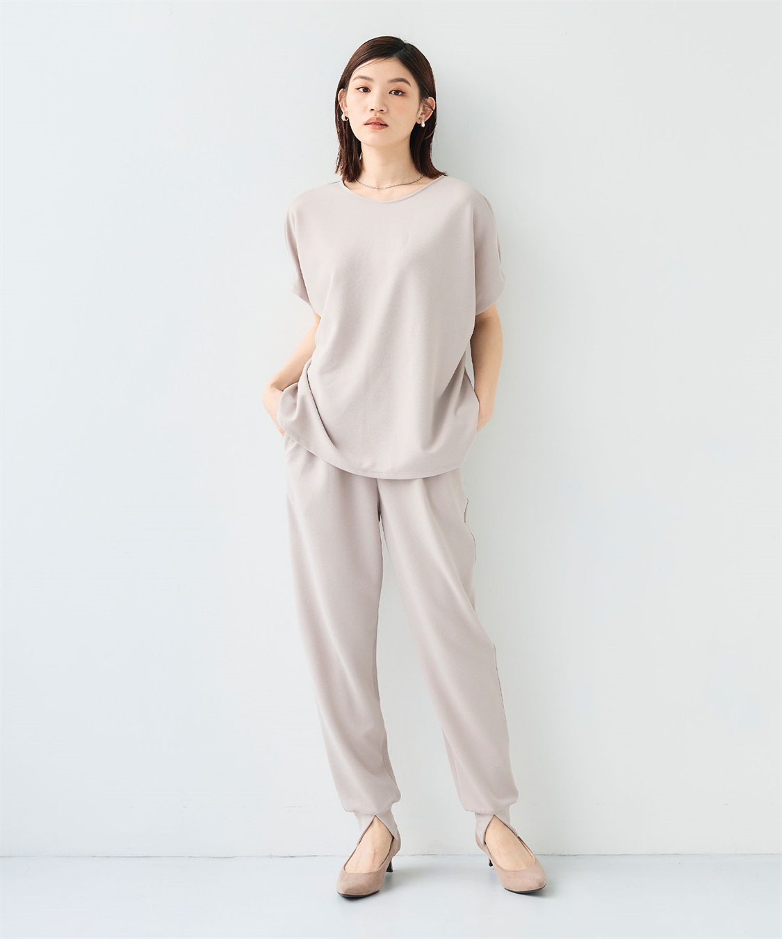 CROSS FUNCTION 《シワになりにくい》【セットアップ】サマ美え カットジョーゼット前スリットジョガーパンツ_sub_13