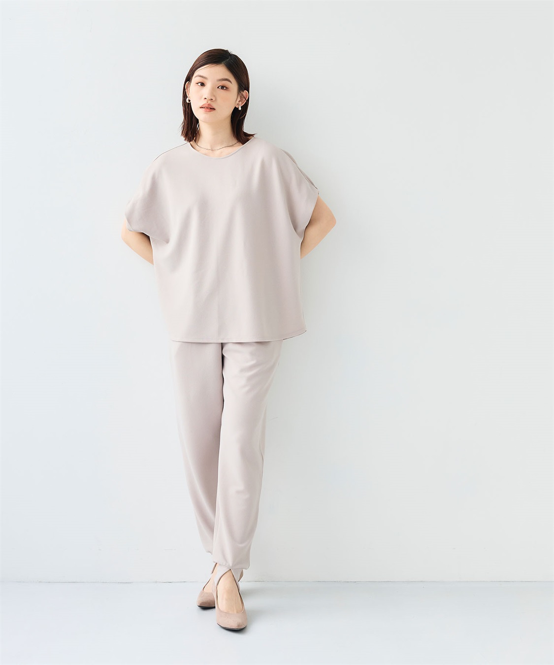 CROSS FUNCTION 《シワになりにくい》【セットアップ】サマ美え カットジョーゼット前スリットジョガーパンツ_sub_14