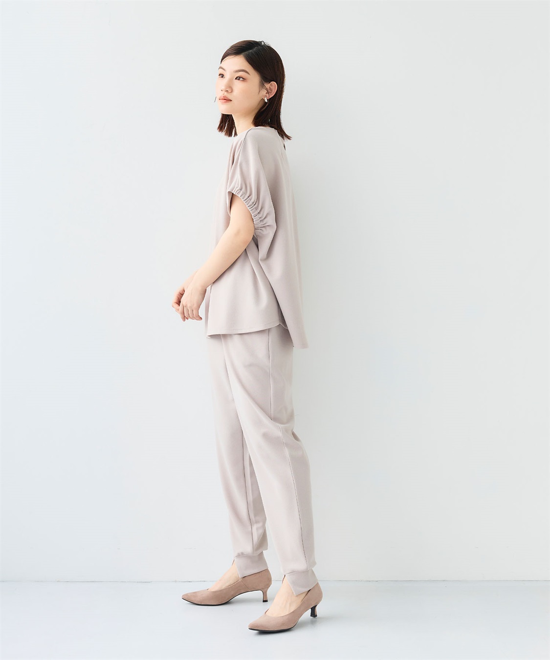 CROSS FUNCTION 《シワになりにくい》【セットアップ】サマ美え カットジョーゼット前スリットジョガーパンツ_sub_15