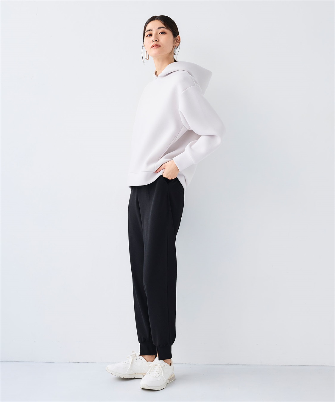 CROSS FUNCTION 《シワになりにくい》【セットアップ】サマ美え カットジョーゼット前スリットジョガーパンツ_sub_20