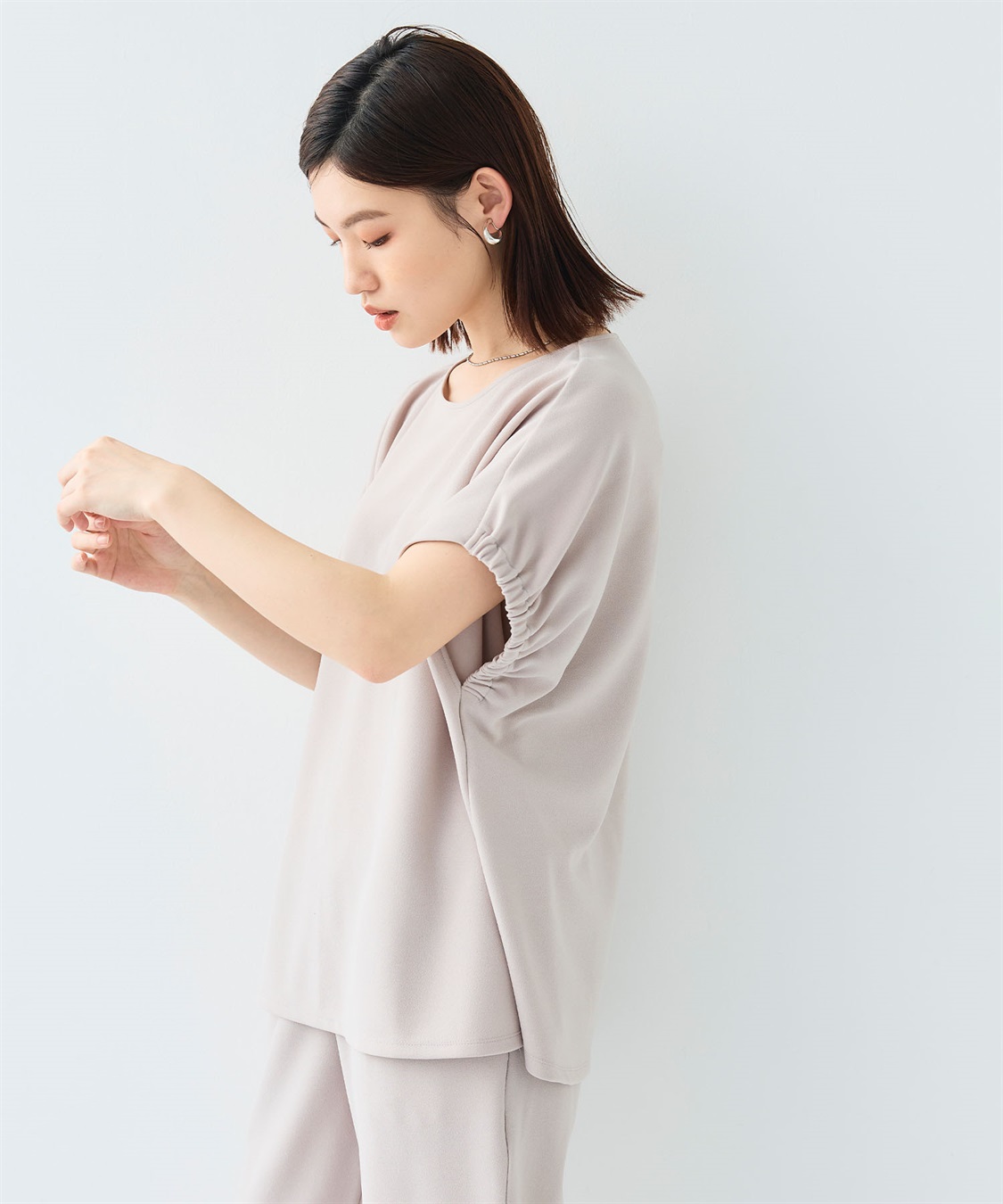 CROSS FUNCTION 《シワになりにくい》【セットアップ】サマ美え カットジョーゼットフレア袖ブラウス_sub_10