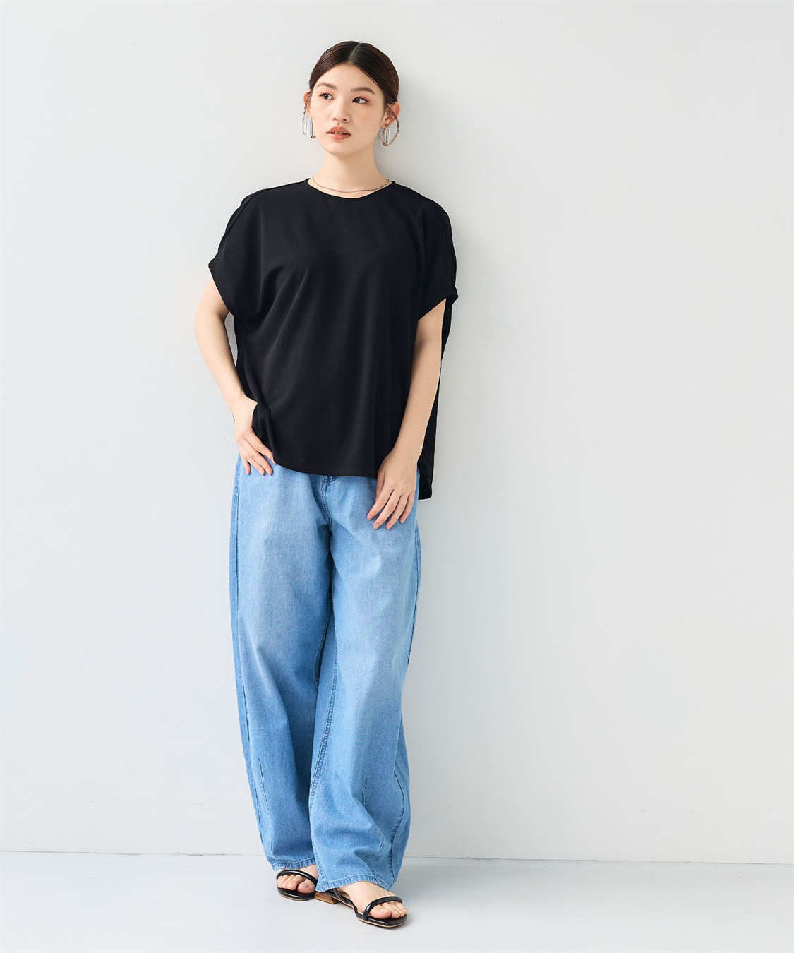 CROSS FUNCTION 《シワになりにくい》【セットアップ】サマ美え カットジョーゼットフレア袖ブラウス_sub_23